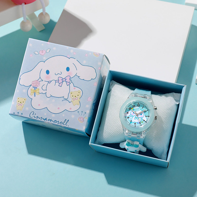 Sanrio Cartoon Watch Primary School Children's Watch Manufacturer Wholesale Luminous Silicone Doll Watch Boxed Cross-Border