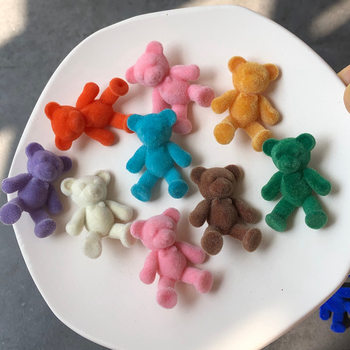 Flocked Bear DIY Jewelry, Excellent Car Hanging Key Chain, Hair Rope, Headwear, Hat, Cartoon Small Animal Accessories