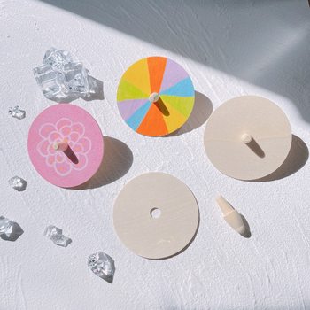 Wooden gyro wholesale white blank wooden gyro children's painting graffiti handmade DIY decoration creative variety gyro