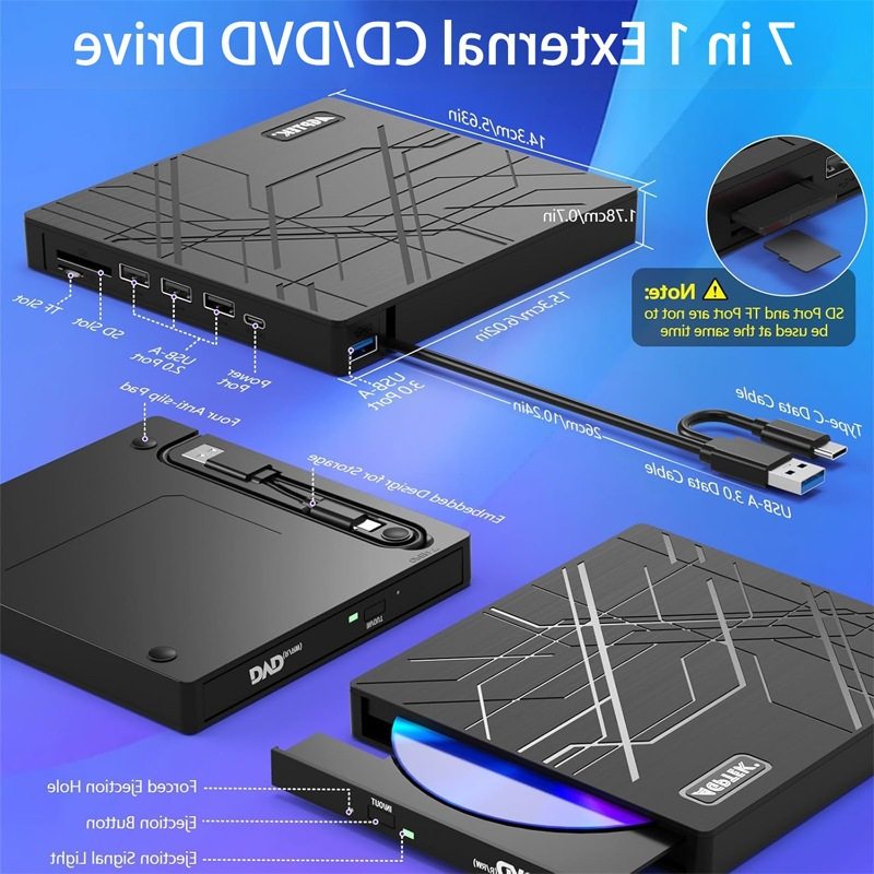 Cross-Border Wholesale Multifunctional Dvd Burner Dual Interface Readable Tf_Sd Computer Notebook Desktop Universal Optical Drive