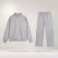 Gray half zip straight-suit