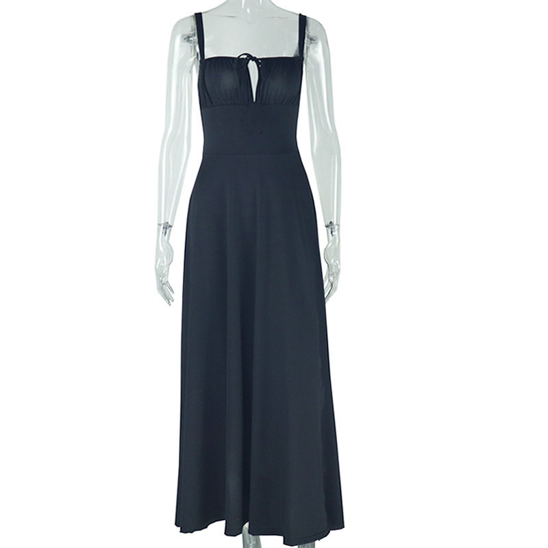 Casual Midi Dress Slim Fit Split Hem Lace Up Design Chic Style for Outings Wholesale Available