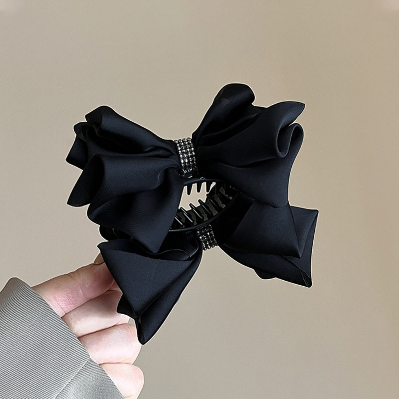 Elegant Black Bow Hair Clip for Women 2025 New High-End Volume-Boosting Bun Claw Shark Clip Hair Accessory