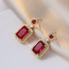 Women's Necklace Japanese and Korean Style Internet Red Emerald Zircon Niche Earrings Pendant Set No Fading Titanium Steel Clavicle Chain Women
