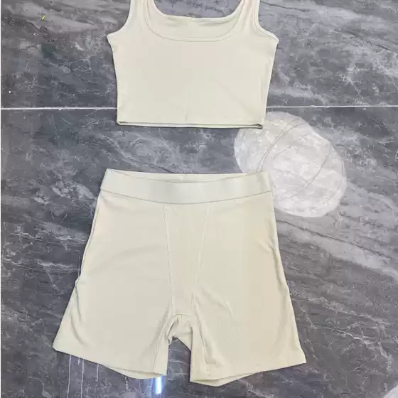 Ready to Ship | SK** Kardashian Mid-Waist Ribbed Boxer Shorts, Snug & Comfortable, Seamless Stretchy Versatile Yoga Pants