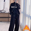 Plus Size Slimming Set Winter New Age-Reducing Fashion Sweatshirt Women's Fleece Thickened Casual Pants Two-Piece Set