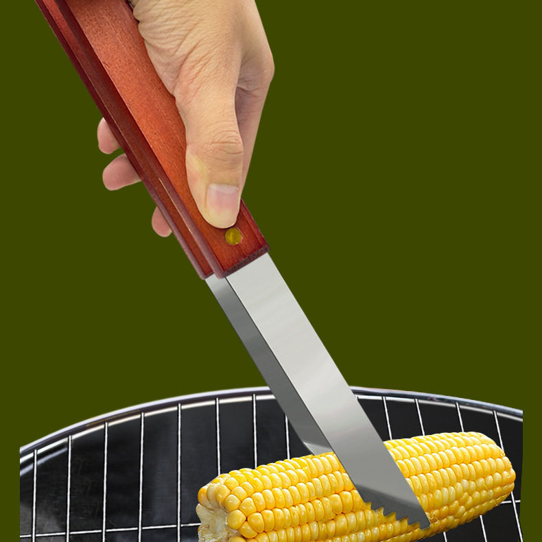 Manufacturer's Ready Stock New Outdoor Camping Barbecue Three-Piece Grill Set Wooden Handle Tied Card Stainless Steel Barbecue Utensil Set