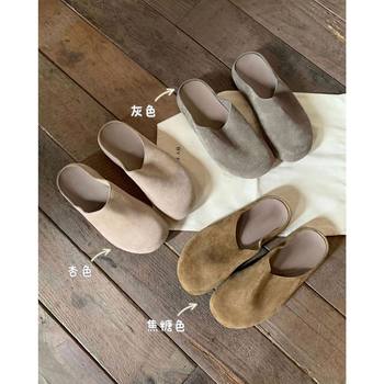 Boconstudio Ultra Soft Version ~ Genuine Leather Thick-Soled Birkenstock Shoes for Women, Autumn Outdoor Wear, Closed-Toe Half Slippers