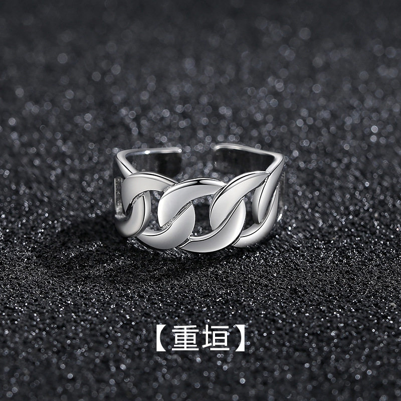 男士戒指小众设计高级感线条食指戒时尚简约活口指环源头厂家批发