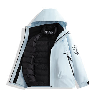 New Outdoor down Jacket Three-In-One Women's Autumn and Winter Waterproof and Windproof Jacket Thickened Warm Mountaineering Clothing for Men