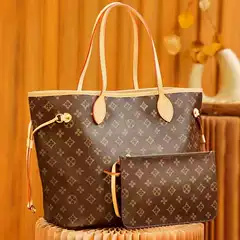 Cross-border original label coded chip 2026 new model L LV neverfull shopping bag shoulder bag genuine leather women's bag