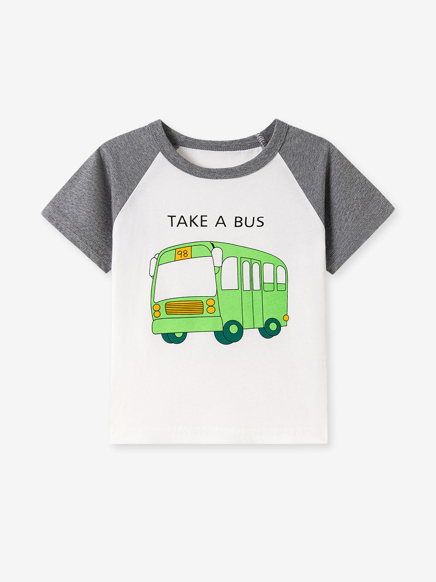 Summer Kids' Printed T-shirt, Boys' Short-sleeve Undershirt, Cartoon Car Kids' Top