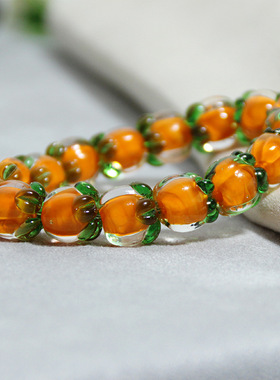 柿柿如意琉璃手串淄博博山手链小柿子水晶森系饰品夏季小清新礼盒