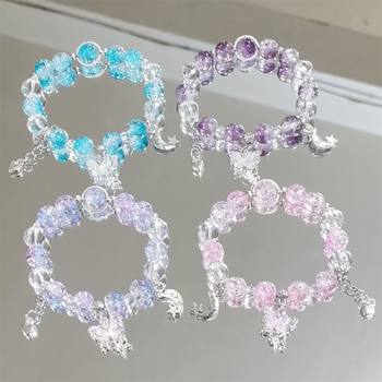 Explosive 2024 Super Fairy Crystal Gradient Butterfly Bracelet Niche Design Sweet Student Joker Color Girlfriend Bracelet