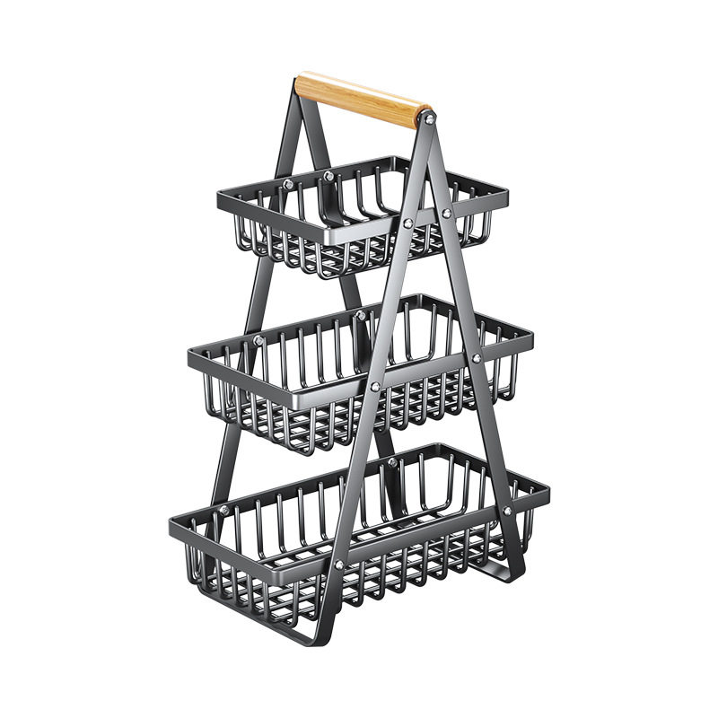 Cross-border Removable Fruit Basket Double-layer Three-layer Portable Basket Living Room Kitchen Bread Snack Storage Basket Rack