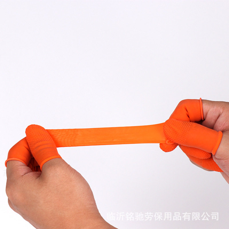 Source Manufacturer Disposable Pitted Latex Finger Cots Wholesale Thickened Rubber Orange White Anti-Cut Anti-Slip Pattern Embroidered Finger