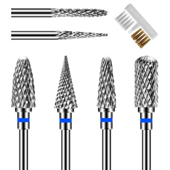New 6-piece nail art tungsten steel grinding head with cleaning brush nail removal grinding head to remove dead skin nail art tool