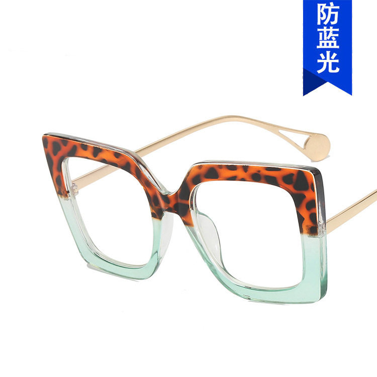 New Style Floral Glasses Frame for Women, European and American Fashion, Large Square Frame, Ultra-Light, Can Be Equipped with Blue Light Blocking Prescription Lenses for Nearsightedness