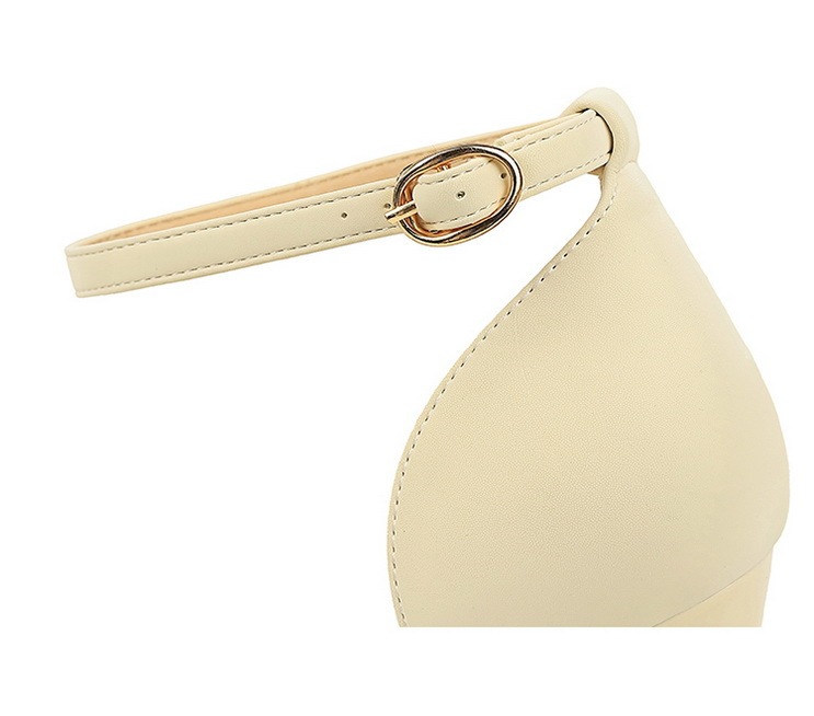 Sandal cao gót nữ mũi nhọn quai ngang đính nơ, đế xuồng 1.5cm, gót mảnh 10.5cm — Màu đen, Màu trắng be