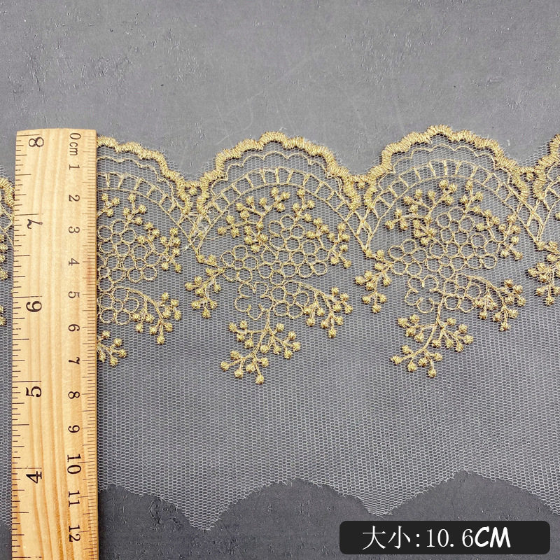 Gold lace home soft decoration wedding accessories Wave mesh embroidery lace clothing accessories gold lace lace