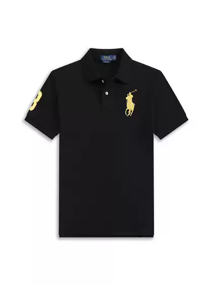 Cross-Border Hot-Selling Rl Ralph Polo Shirt for Men with Embroidered Large Horse Logo, Short-Sleeve T-Shirt, In-Stock European Size, Trendy Turn-Down Collar Top