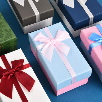 Bow Ribbon Heaven and Earth Cover Rectangular Gift Box Bracelet Necklace Jewelry Box Birthday Gift Packaging Box