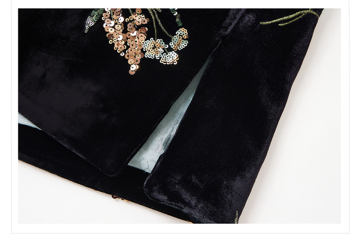 Áo sơ mi nữ dài tay satin dập nổi hoa đính sequin dáng rộng — Màu chàm (tóc trong cùng ngày), Màu Indigo (Tóc 7 ngày)