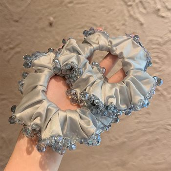 Sweet and Exquisite Heavy-Duty Crystal Satin Hair Tie for Women, High-End Hair Rope, High-Elasticity Ball Hair Band Hair Accessory