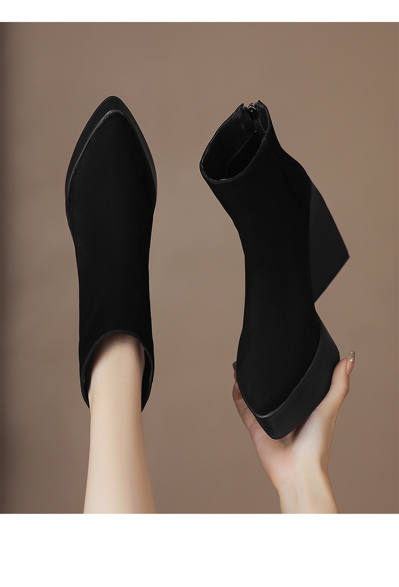 Boot Martin nữ gót siêu cao 12cm đế dày phong cách thời trang — Mặt da lót nhung, Mặt da một lớp lót trong, Mặt nhung lót nhung, Mặt nhung một lớp lót trong