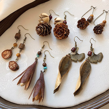 New Chinese Style Retro Plant Fruit Earrings for Women, Long Style, Ethnic Style Tassel Ear Hooks, Fashionable and Versatile Ear Jewelry