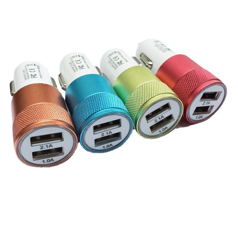 Small Steel Cannon Car Sufficient 3.1A Mobile Phone Car Charger Knurled Car Charger Dual USB Aluminum Alloy Car Charger Fast Charging