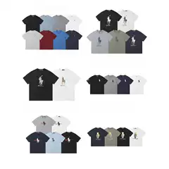 Cross-Border Classic Bear Print Round Neck Short-Sleeved Simple, Fashionable and Versatile T-Shirt for Men and Women