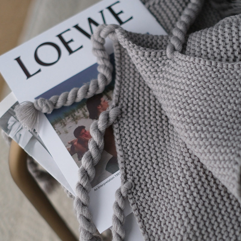 Autumn Nordic Style Solid Color New Knitted Blanket Sofa Decorative Blanket Thickened Blanket Factory in stock Cross-border Bed Tilt