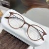New Tr Pure Titanium Glasses Frame Korean Style Milk Coffee Large Frame Round Can Be Equipped with Prescription Anti-Blue Light Plain Women's Glasses Frame