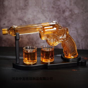 Creative new pistol shape decanter high borosilicate glass shaped craft bubble bottle whisky decanter