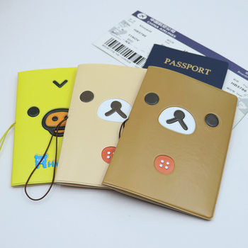 Rilakkuma Komatsu Bear Cartoon Chick Head Type 3D Stereo Passport Holder PVC Passport Holder Card Holder