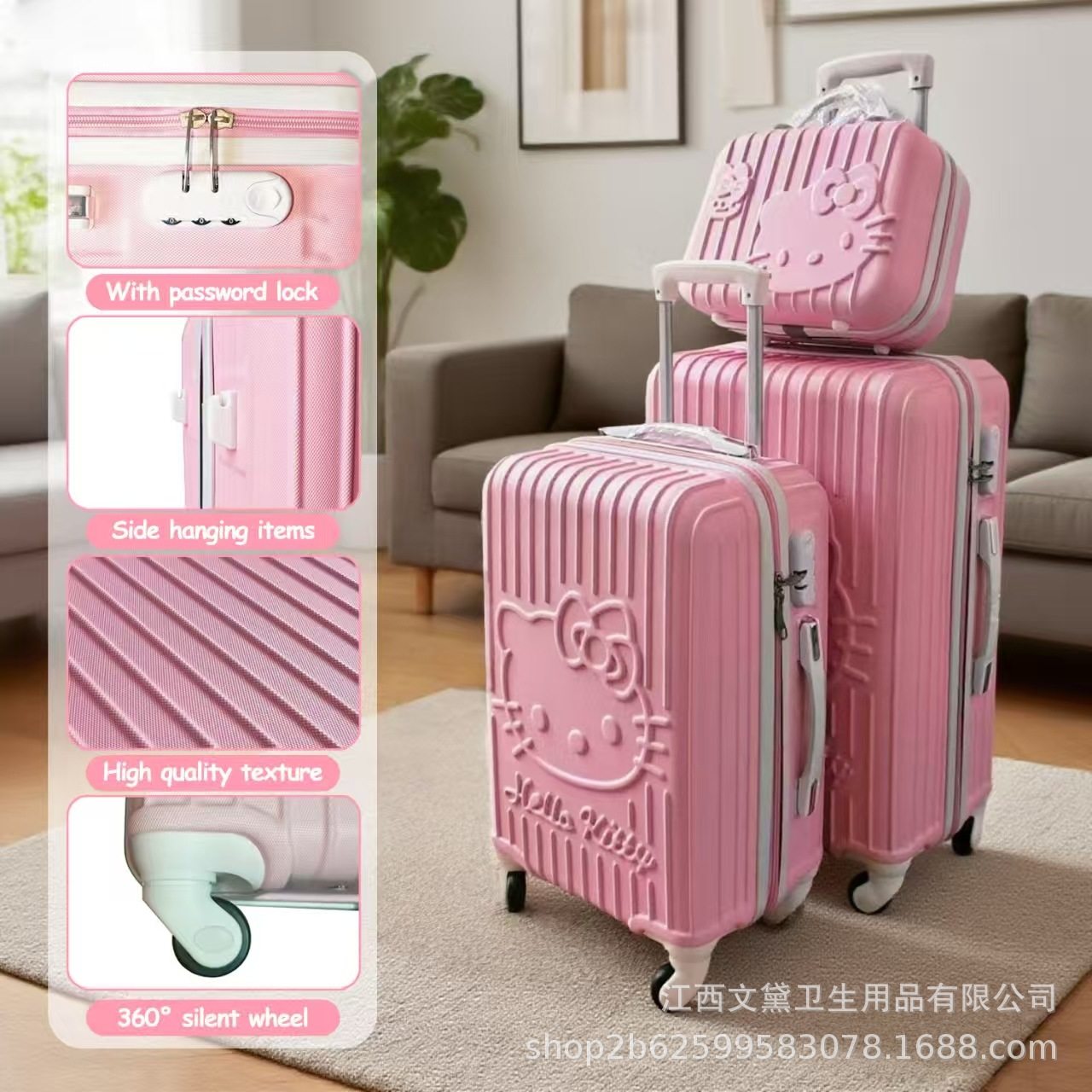 [Temu Can Send Yiwu Jit] Podkt Cat Trolley Case Universal Wheel Suitcase Student Kidsren's Trolley Case