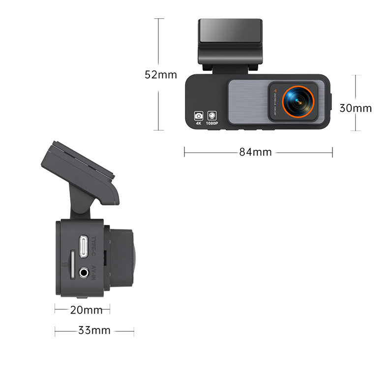 Cross-Border Driving Recorder 4K Front and Rear Dual Recording High-Definition Night Vision Wifi Interconnection Parking Monitoring Recorder