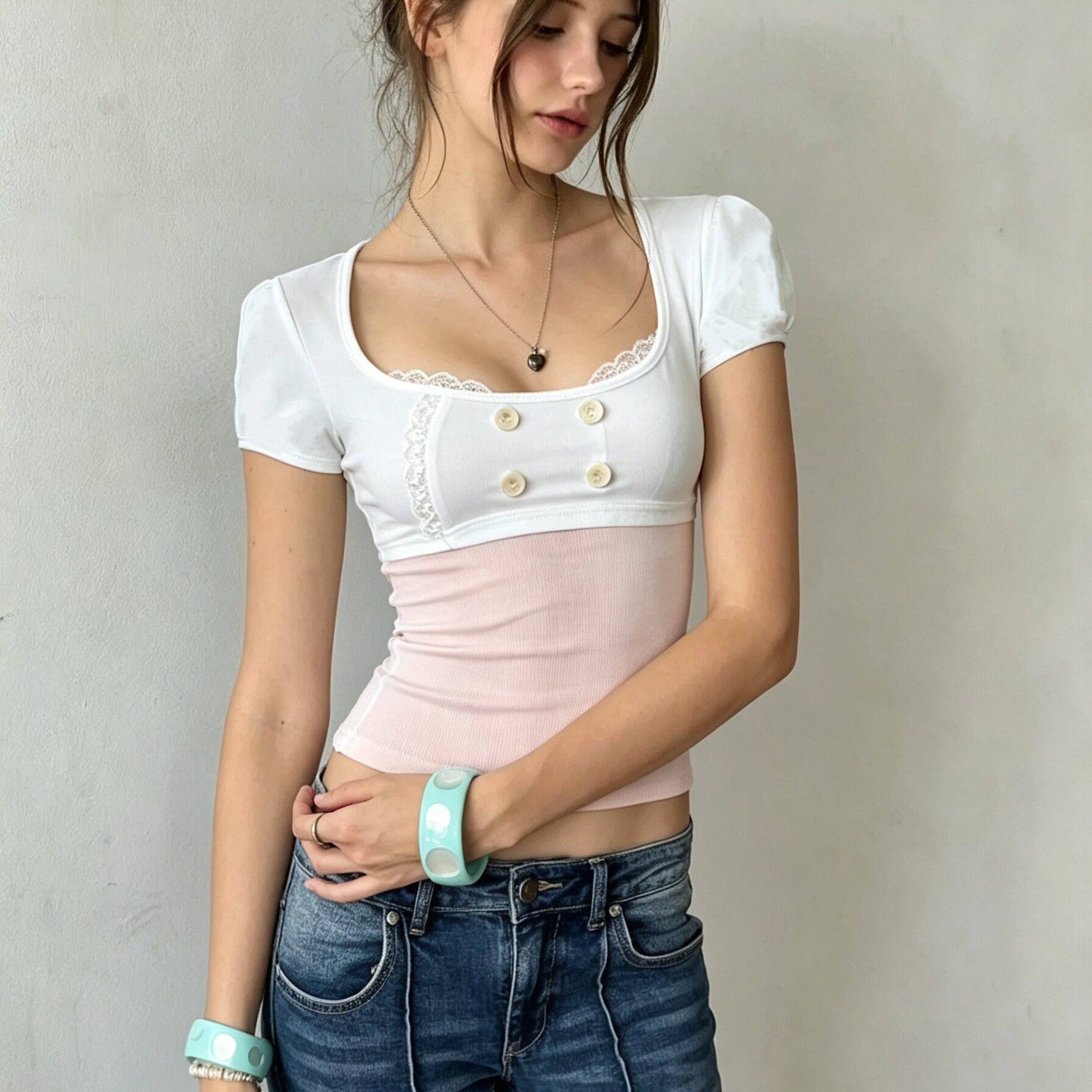 Casual Womens Crop Top Minimalist U Neck Short Sleeve Versatile Style Summer Wear Ready to Ship
