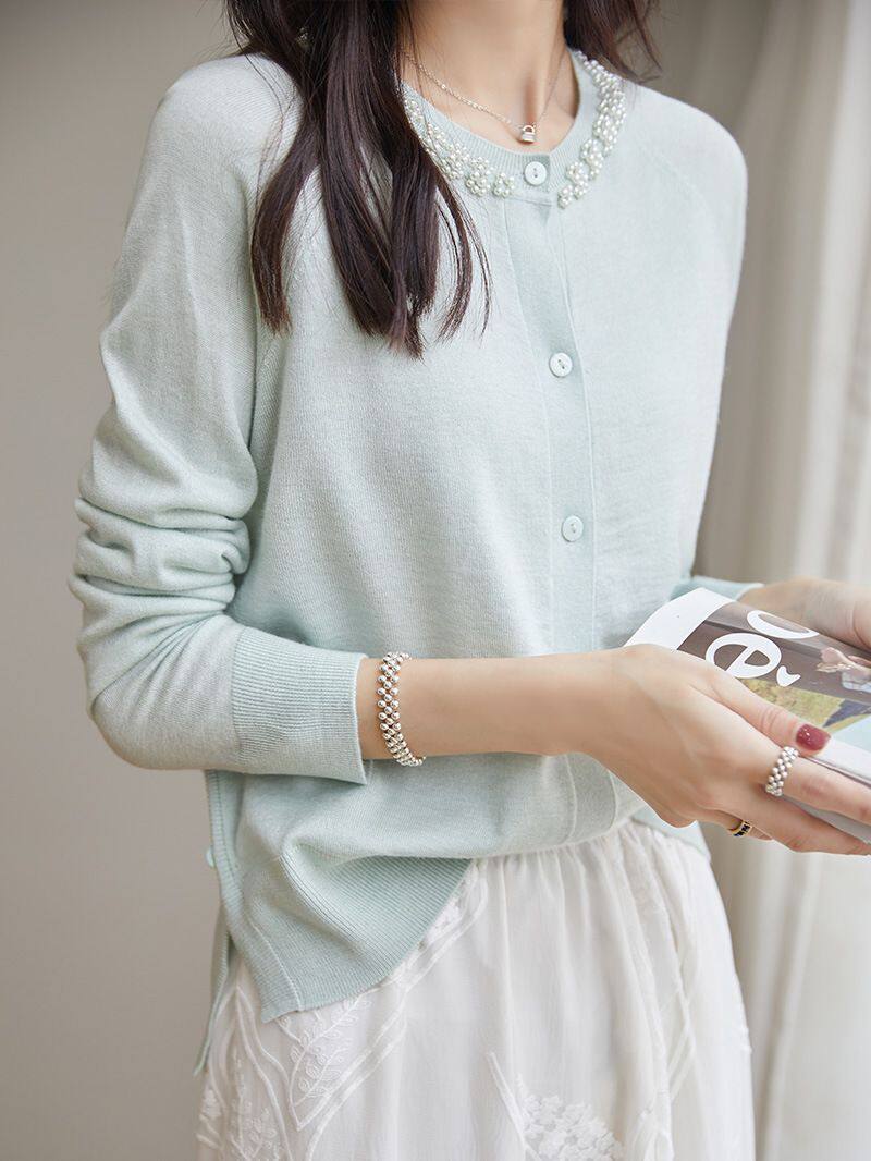 Fine Merino wool sweater cardigan for women 2023 New fashion...