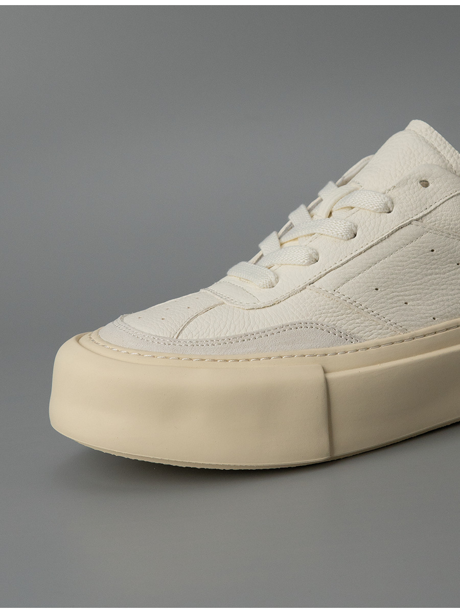 Giày sneaker nam da bò đế dày phong cách tối giản — Màu trắng
