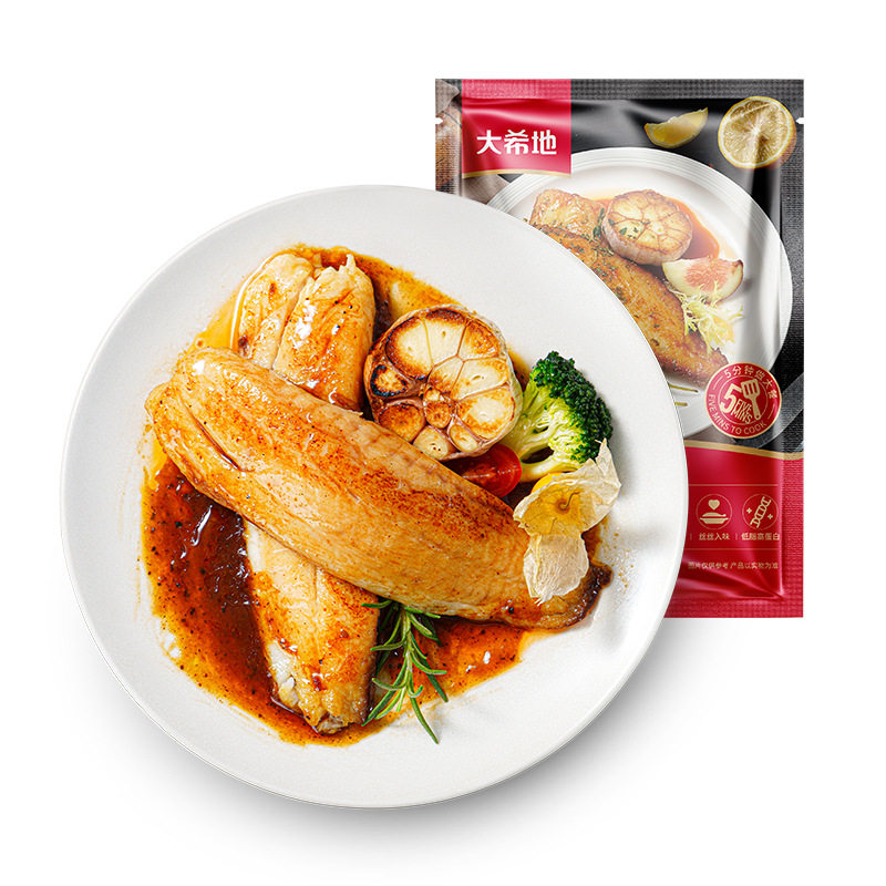 [Daxidi] Black Pepper Snapper Steak, Garlic Fish Steak, Boneless and Spineless Marinated Tilapia Frozen Semi-Finished Ingredients