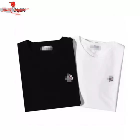 Moncl Mengjia's New High Version Printed T-Shirt Classic Loose Short-Sleeved Men's and Women's Same Style Family Couple Wear