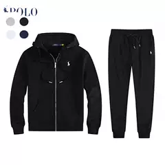 Cross-Border Best-Selling Ralph Lauren Embroidered Pony Logo Iron-Zip Sweatshirt and Sweatpants Long-Sleeve Long-Pants Casual Sports Set