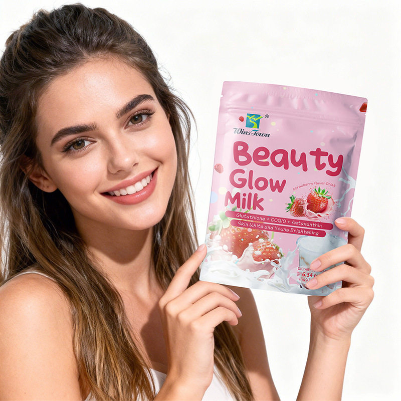 Foreign Trade Export Strawberry Flavored Milk Tea Beauty Glow Mik 15g*12 Bags Brightening Powder