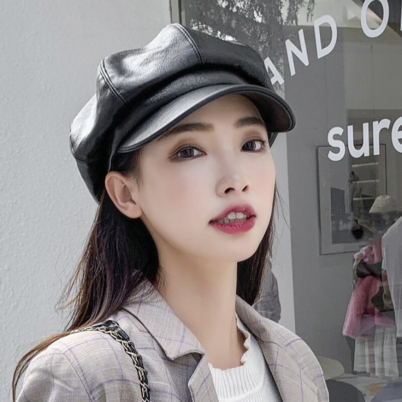 报童帽女式户外活动步行驾驶高尔夫和日常经典时尚舒适皮革贝雷帽