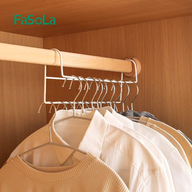 FaSoLa iron wardrobe storage rack high and low dislocation hanger home space-saving multifunctional clothes hanger