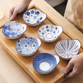 ins Japanese-style household ceramic dish creative snack side dish kitchen sauce small size bowl seasoning dish with spoon