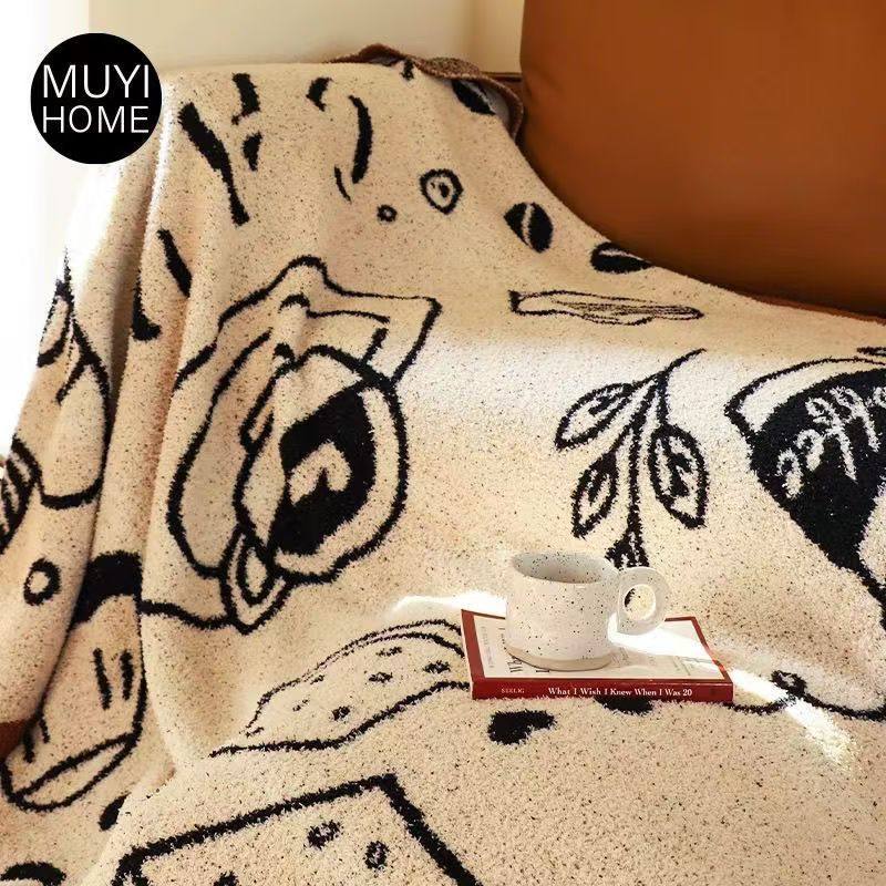 Ins Retro Blanket Half Knitted Sofa Air Conditioner Office Lunch Break Living Room Leisure Nap Blanket Blanket