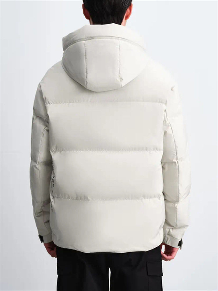 Brand Cut Label Men's New Winter Solid Color Hooded Letter Print Thickened Warm Casual down Jacket Y4Y062